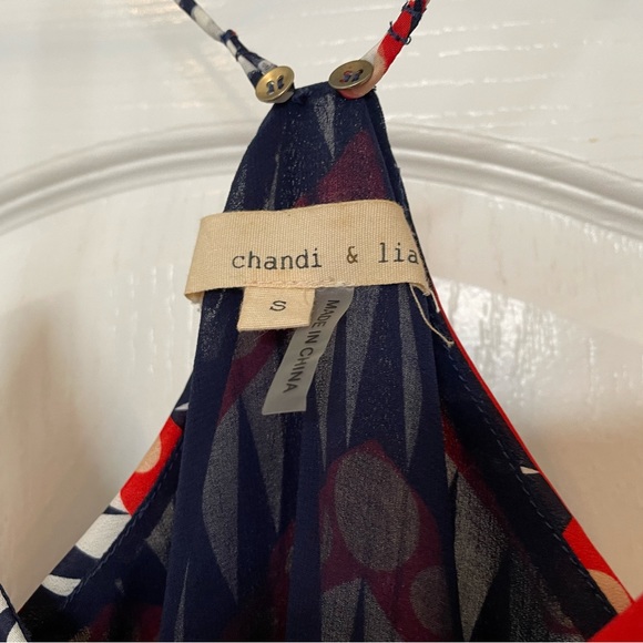 Chandi and Lia tank top size Small in red, blue and white pattern. Skinny straps - Picture 4 of 4